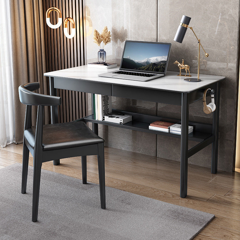 Modern Rectangle Office Desk Antique Finish Computer Desk with Metal Legs