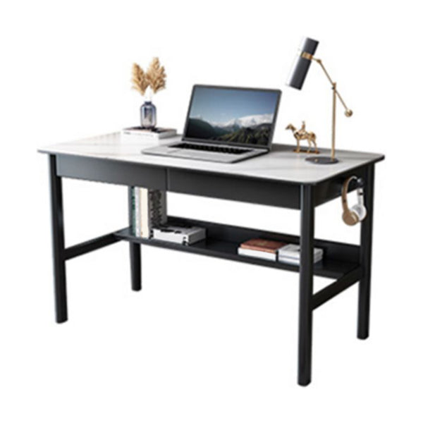 Modern Rectangle Office Desk Antique Finish Computer Desk with Metal Legs