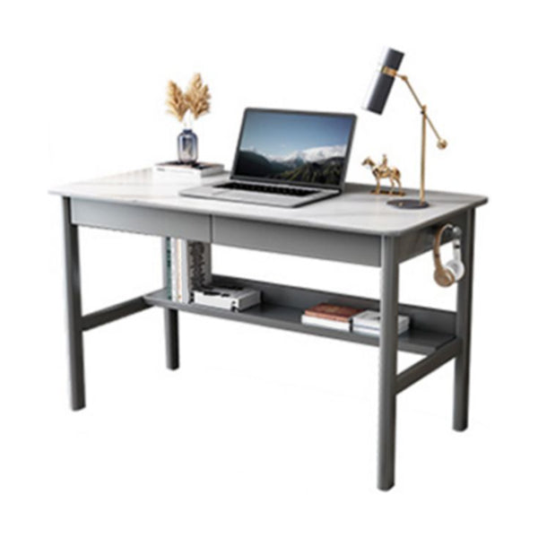 Modern Rectangle Office Desk Antique Finish Computer Desk with Metal Legs