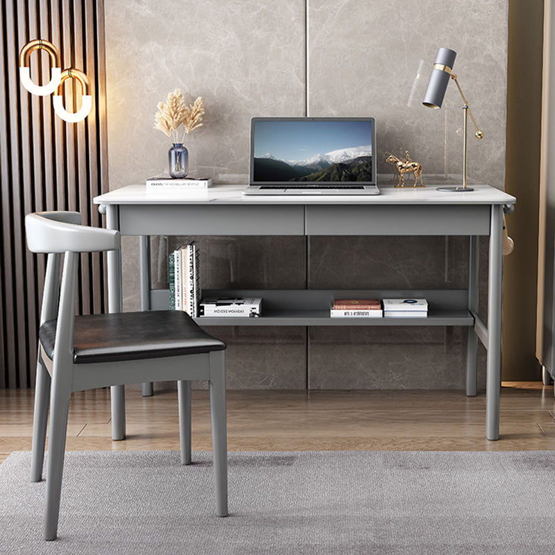 Modern Rectangle Office Desk Antique Finish Computer Desk with Metal Legs