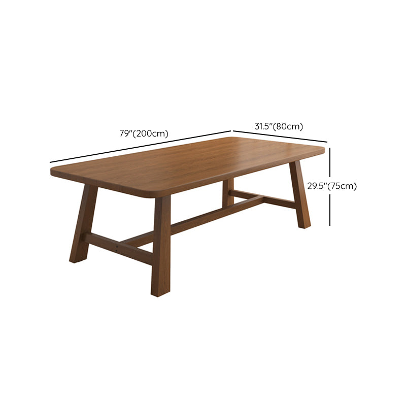 Solid Wood Rectangle Writing Desk Modern H-Base 29.53" Tall Office Desk