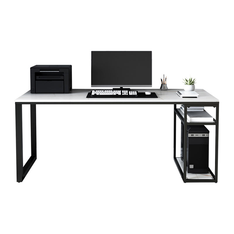 Contemporary Gaming Desk Antique Finish Computer Desk with Shelf