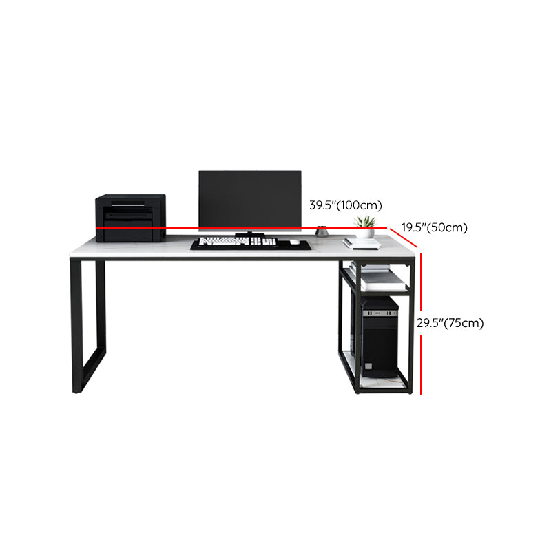 Contemporary Gaming Desk Antique Finish Computer Desk with Shelf