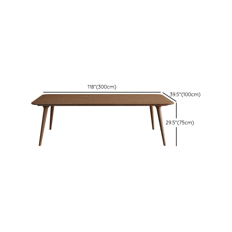 Rectangular Shaped Wooden Conference Table 4 Legs Task Desk in Brown