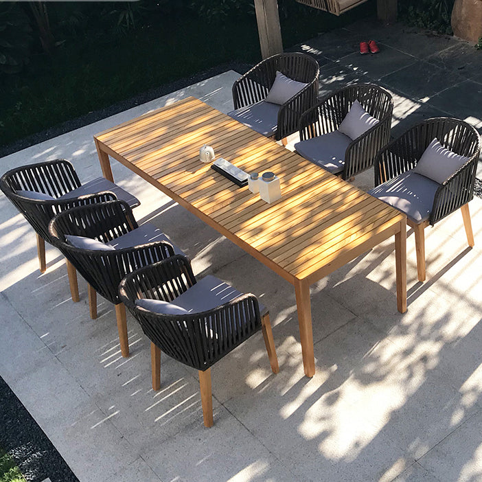 Teak Wood Dining Table Modern Outdoor Water Resistant Patio Table