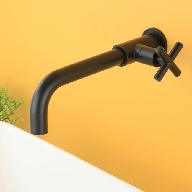 Widespread Wall Mounted Bathroom Sink Faucet Cross Handle Low Arc Faucet