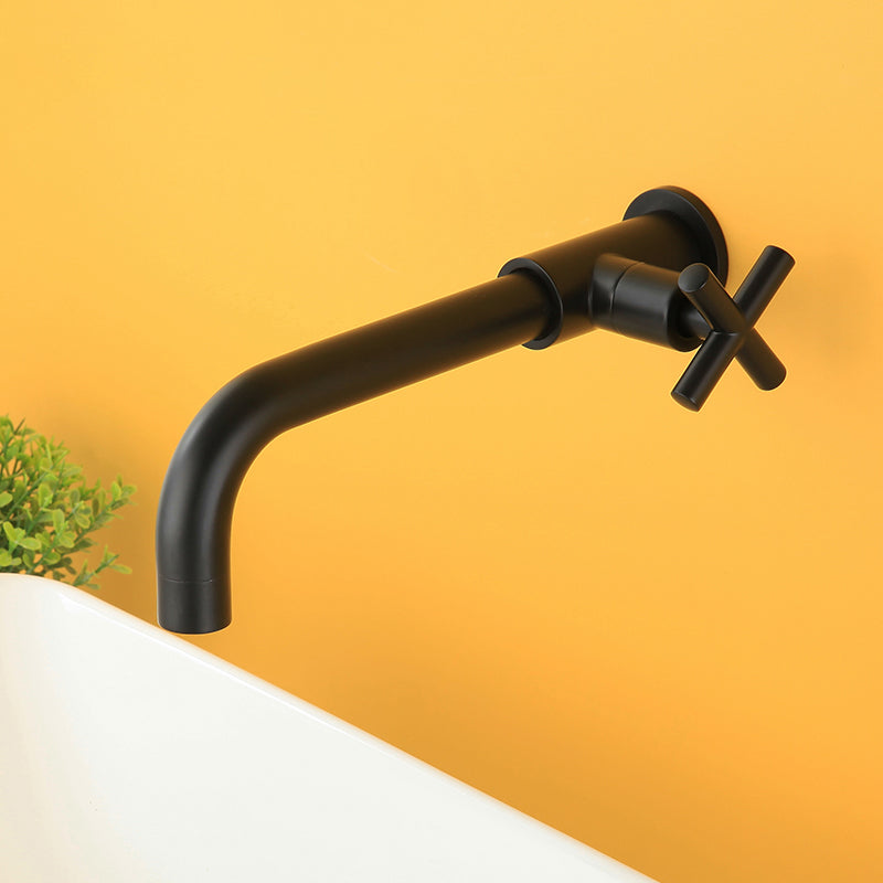 Widespread Wall Mounted Bathroom Sink Faucet Cross Handle Low Arc Faucet