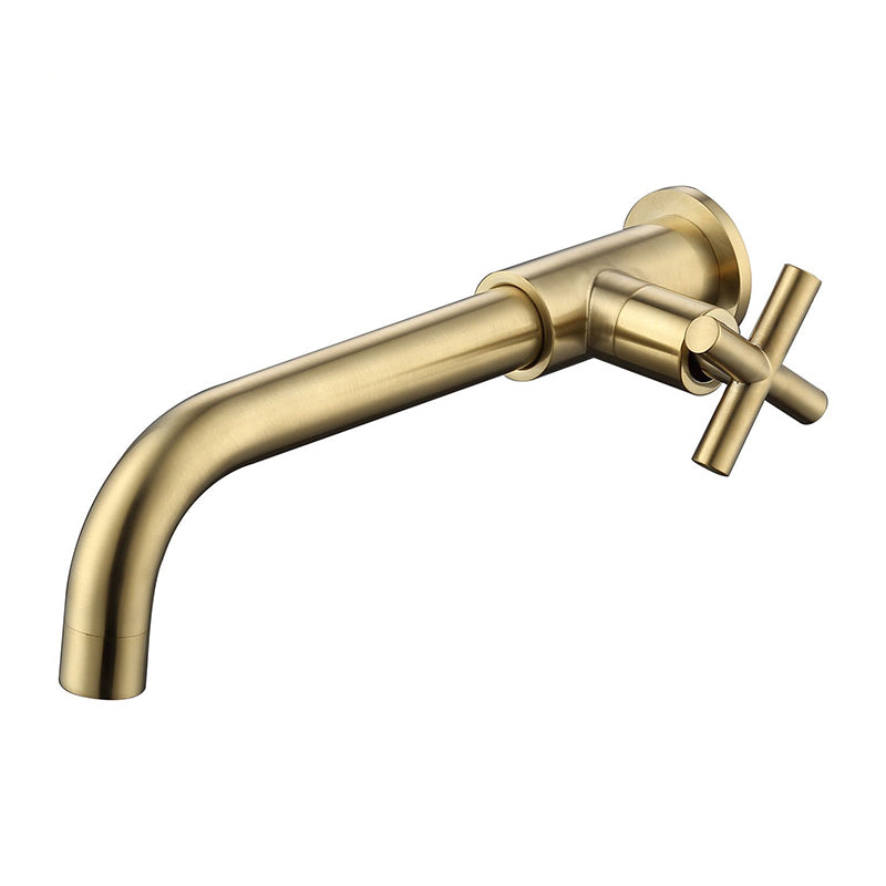 Widespread Wall Mounted Bathroom Sink Faucet Cross Handle Low Arc Faucet