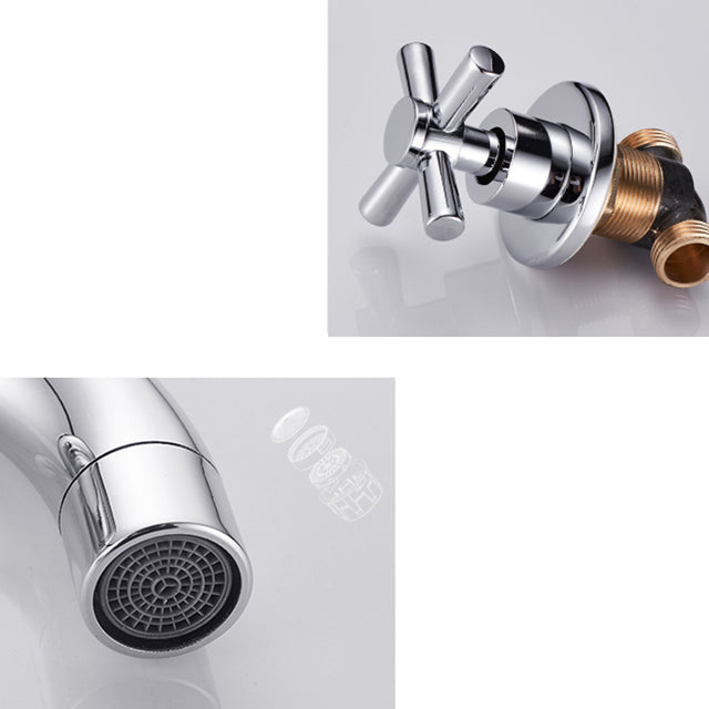 Modern Bathroom Faucet Wall Mounted Cross Handles Low Arc Faucet