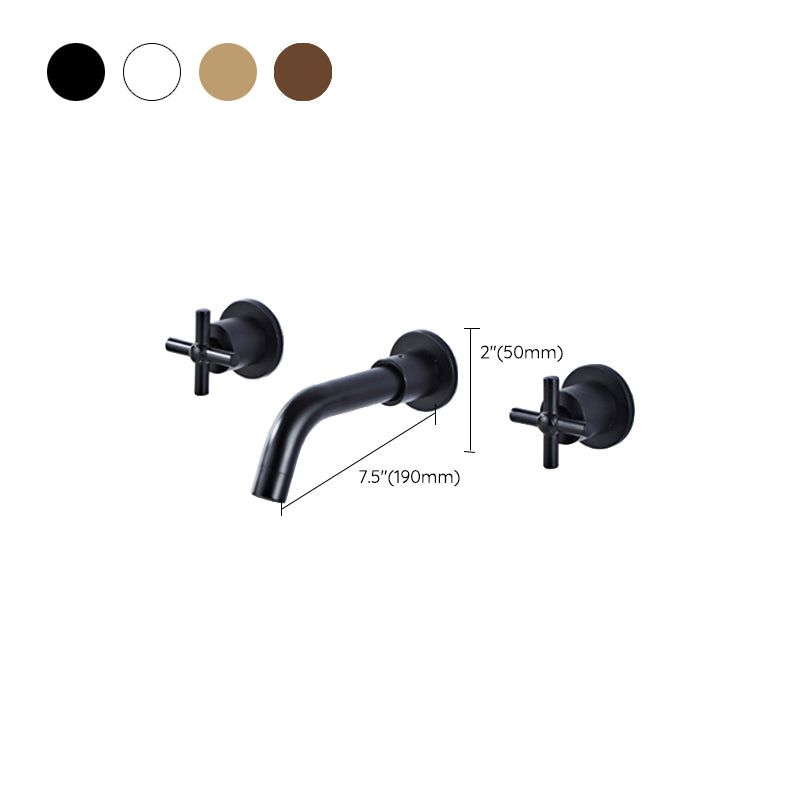 Modern Bathroom Faucet Wall Mounted Cross Handles Low Arc Faucet