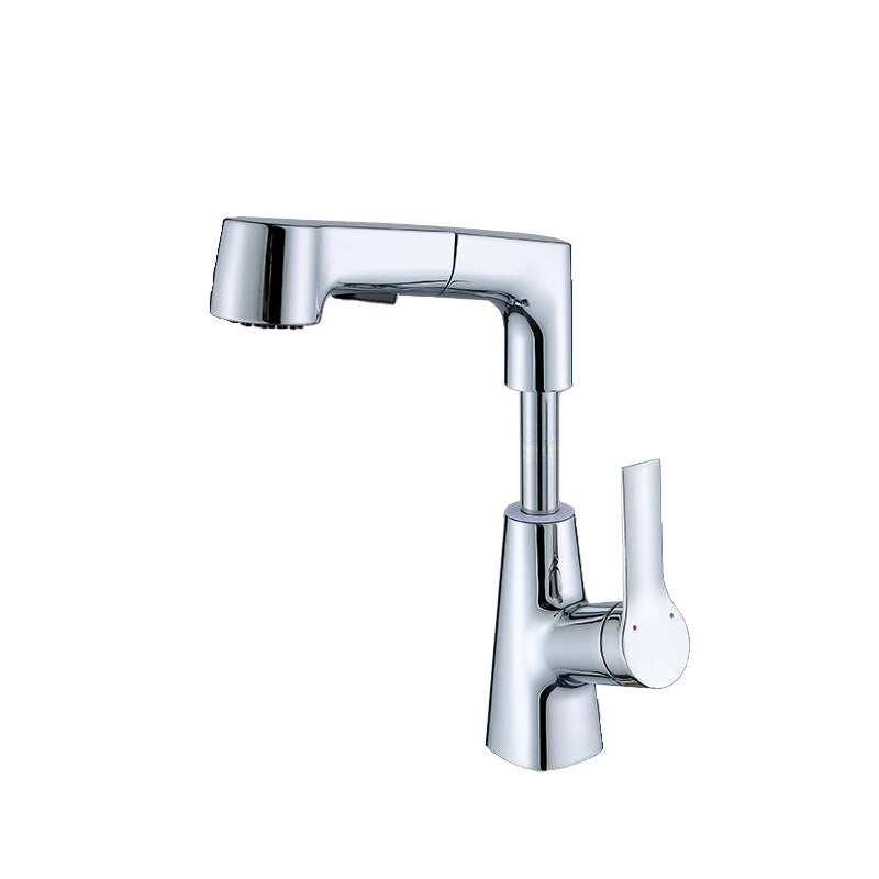 Modern Low Arc Sink Faucet with Single Handle Bathroom Lifting Faucet