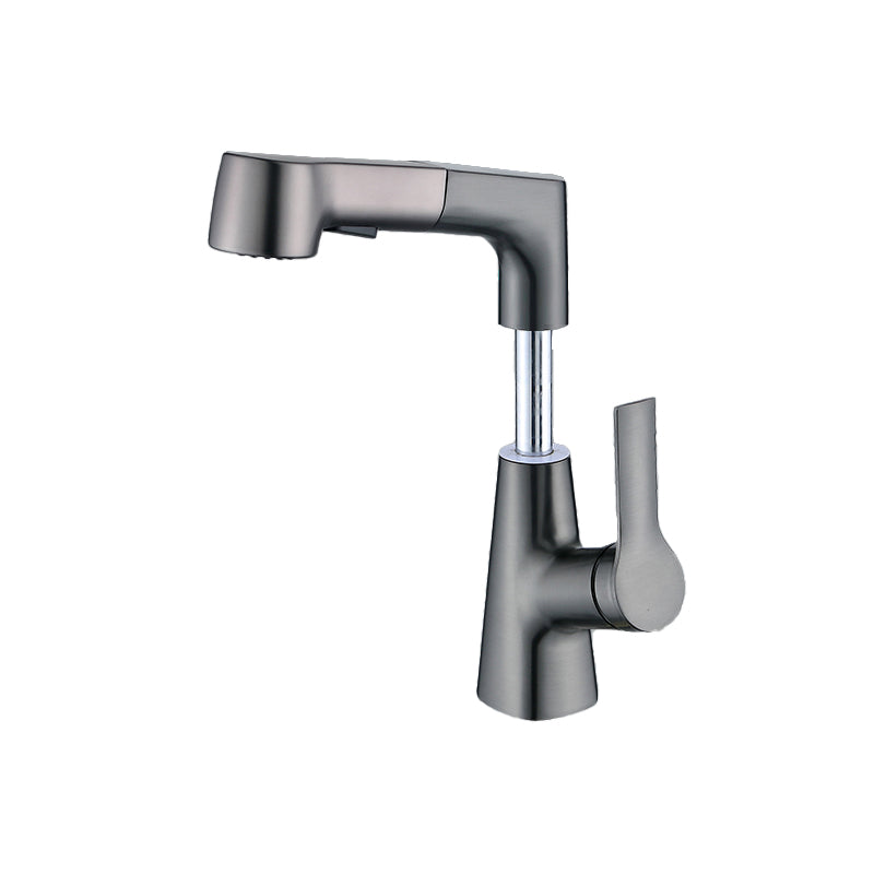 Modern Low Arc Sink Faucet with Single Handle Bathroom Lifting Faucet