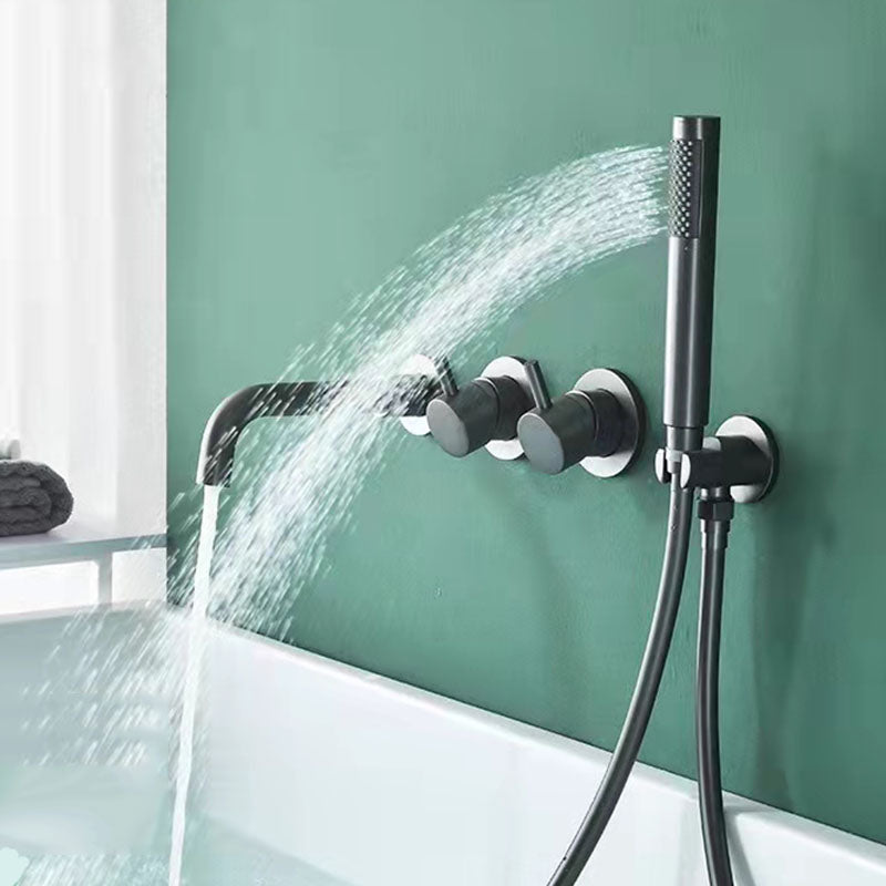 Modern Wall Mounted Faucet Solid Color Bathroom Faucet with Double Handle