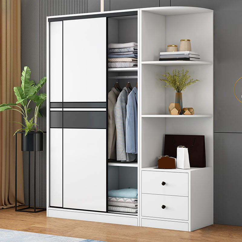 Manufactured Wood Kid's Wardrobe Modern Style Shelved Wardrobe Closet