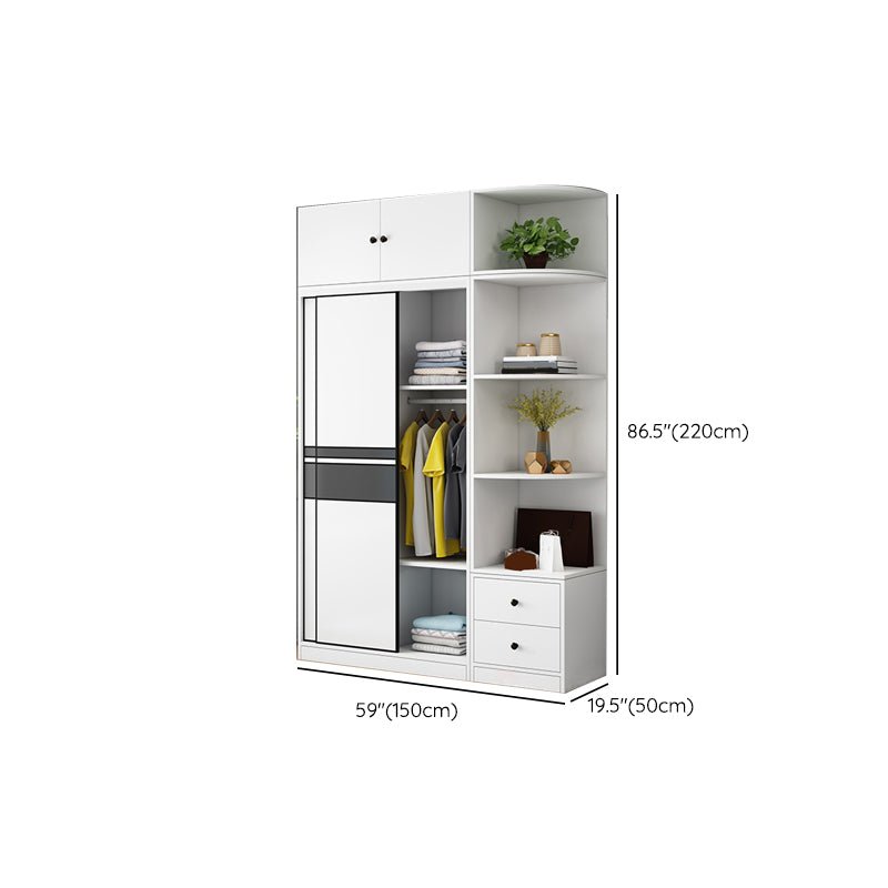 Manufactured Wood Kid's Wardrobe Modern Style Shelved Wardrobe Closet