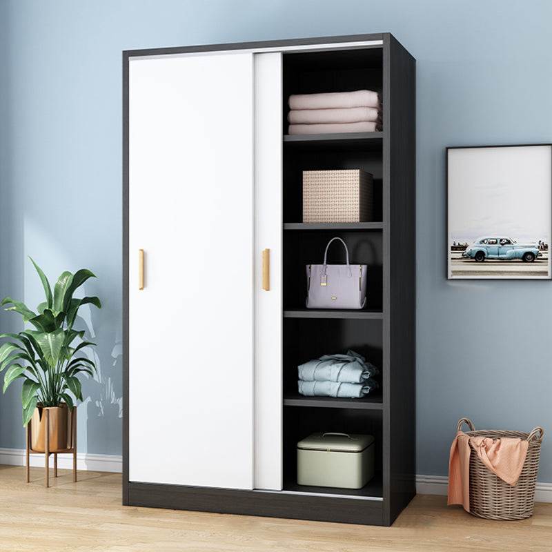 Manufactured Wood Kids Closet Modern Style Shelved Wardrobe Closet with Garment Rod