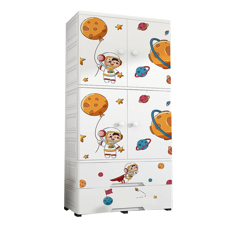 Plastic Kids Armoire Closet Urban Shelved Kids Wardrobe in White