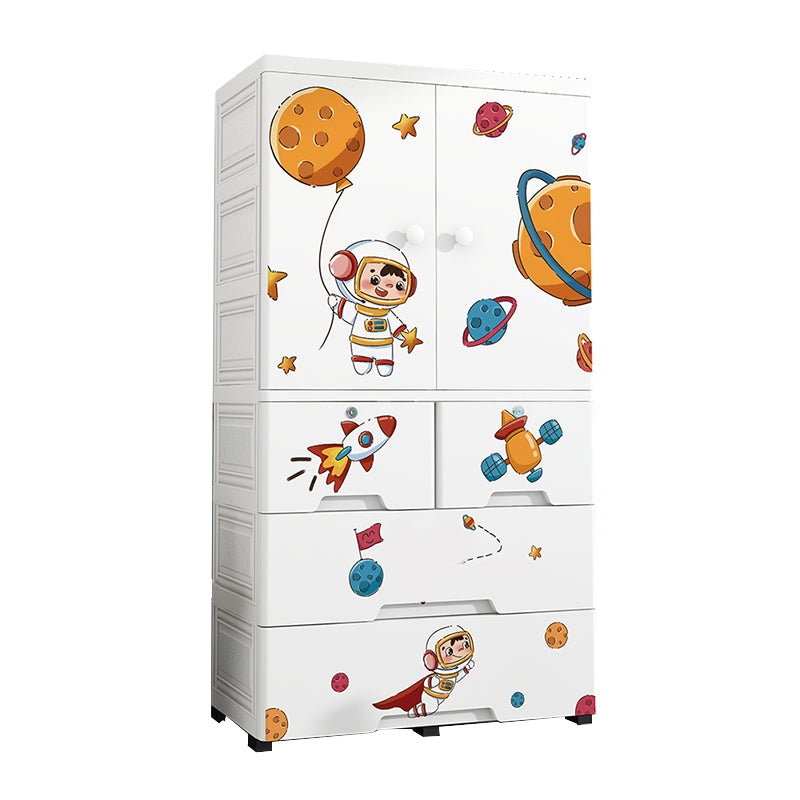 Plastic Kids Armoire Closet Urban Shelved Kids Wardrobe in White