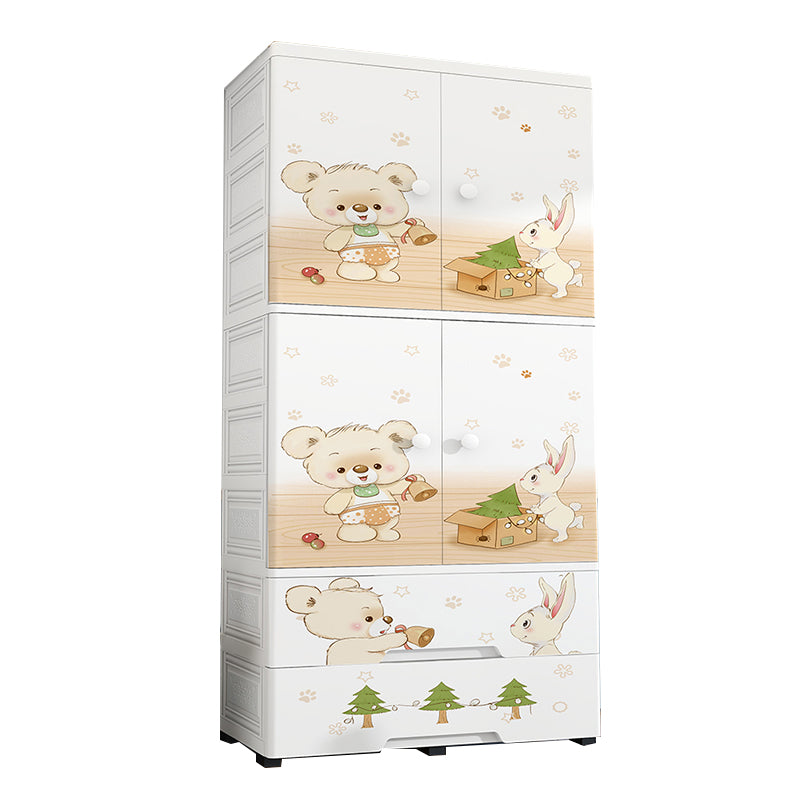 Plastic Kids Armoire Closet Urban Shelved Kids Wardrobe in White