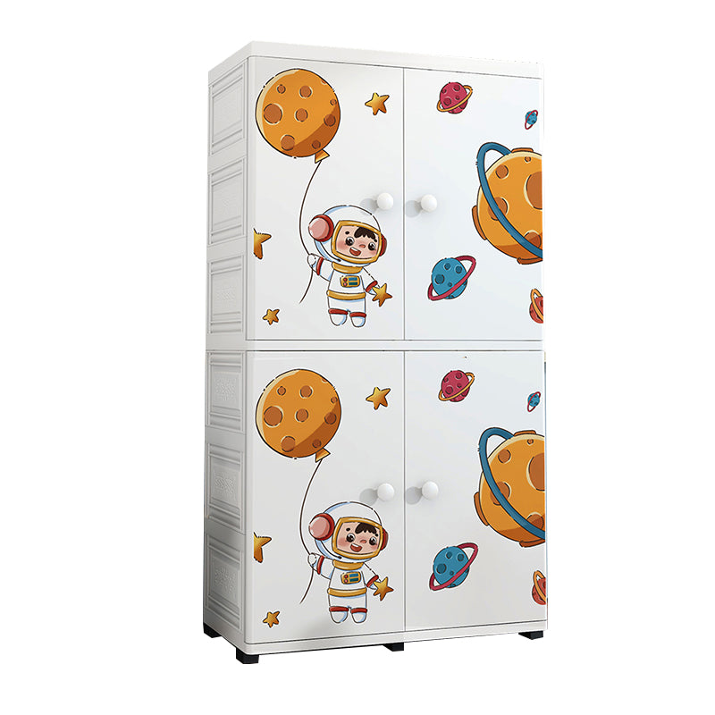 Plastic Kids Armoire Closet Urban Shelved Kids Wardrobe in White