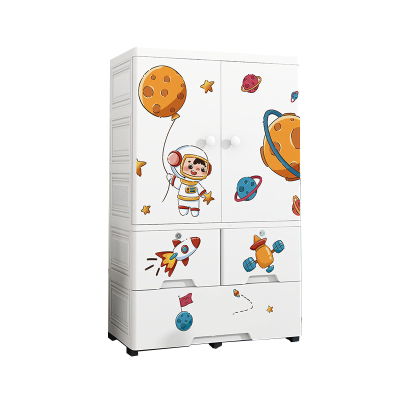 Plastic Kids Armoire Closet Urban Shelved Kids Wardrobe in White