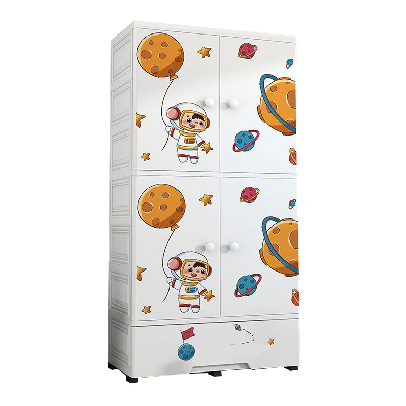 Plastic Kids Armoire Closet Urban Shelved Kids Wardrobe in White