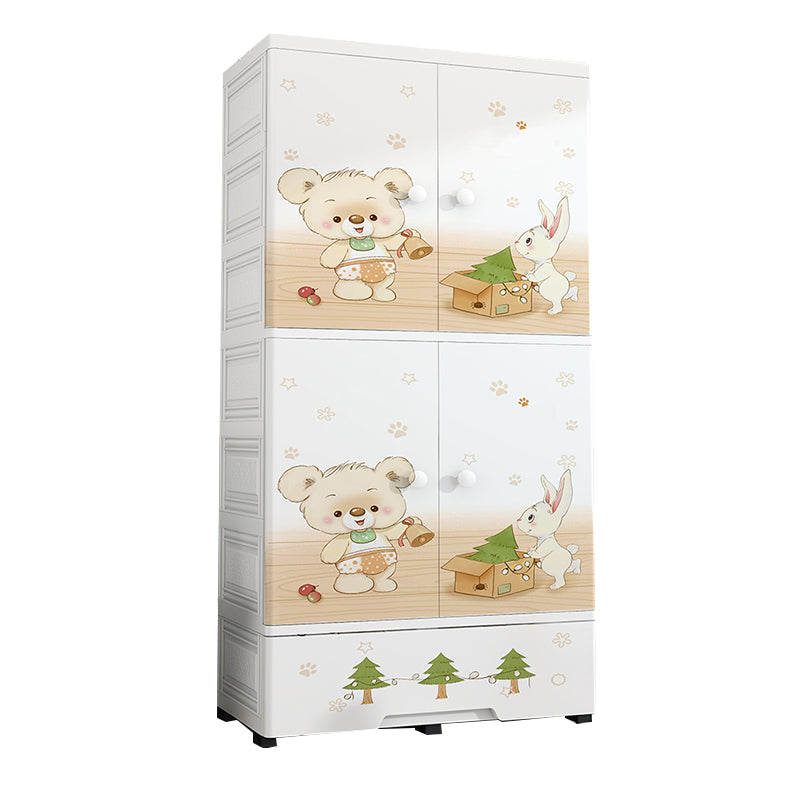 Plastic Kids Armoire Closet Urban Shelved Kids Wardrobe in White