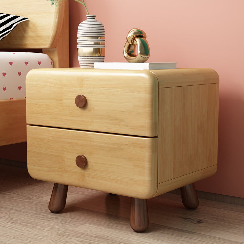 Natural Kids Bedside Table Modern Minimalist End Table with Drawers