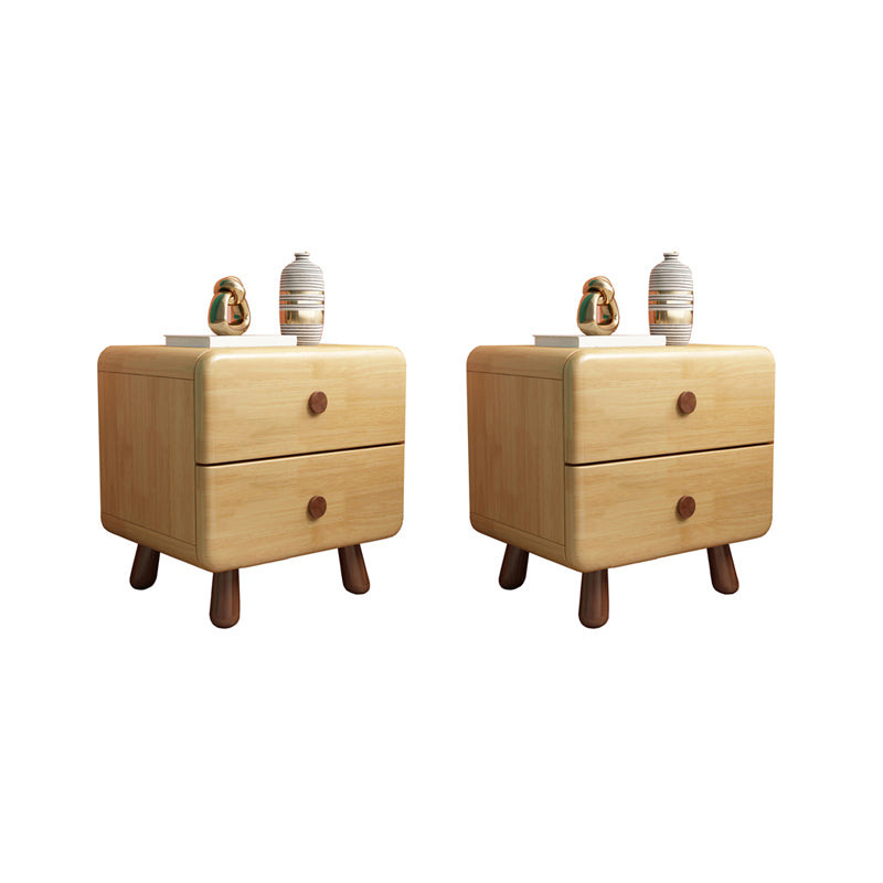 Natural Kids Bedside Table Modern Minimalist End Table with Drawers