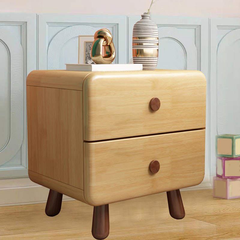 Natural Kids Bedside Table Modern Minimalist End Table with Drawers