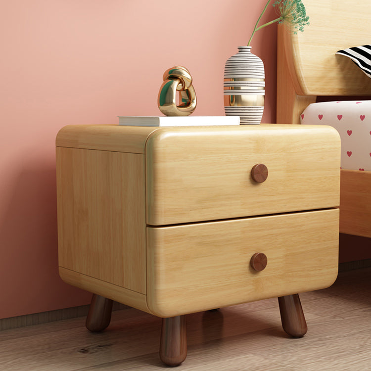 Natural Kids Bedside Table Modern Minimalist End Table with Drawers