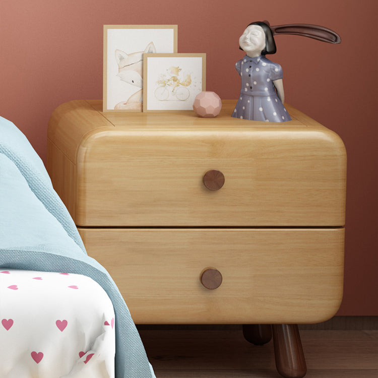 Natural Kids Bedside Table Modern Minimalist End Table with Drawers