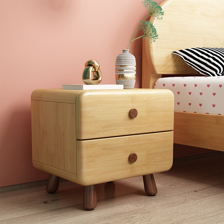 Natural Kids Bedside Table Modern Minimalist End Table with Drawers