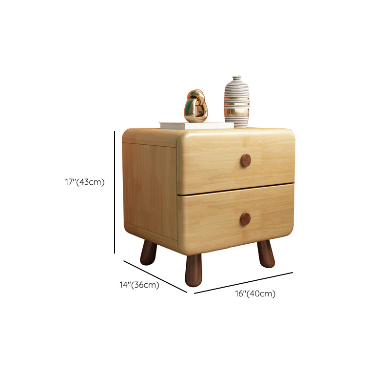 Natural Kids Bedside Table Modern Minimalist End Table with Drawers