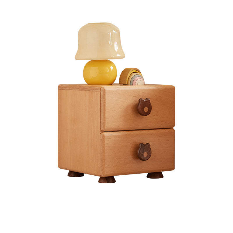 Natural Kids Bedside Table Modern Minimalist End Table for Nursery with Drawers