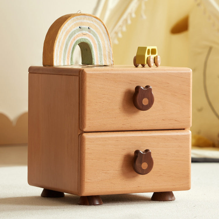 Natural Kids Bedside Table Modern Minimalist End Table for Nursery with Drawers