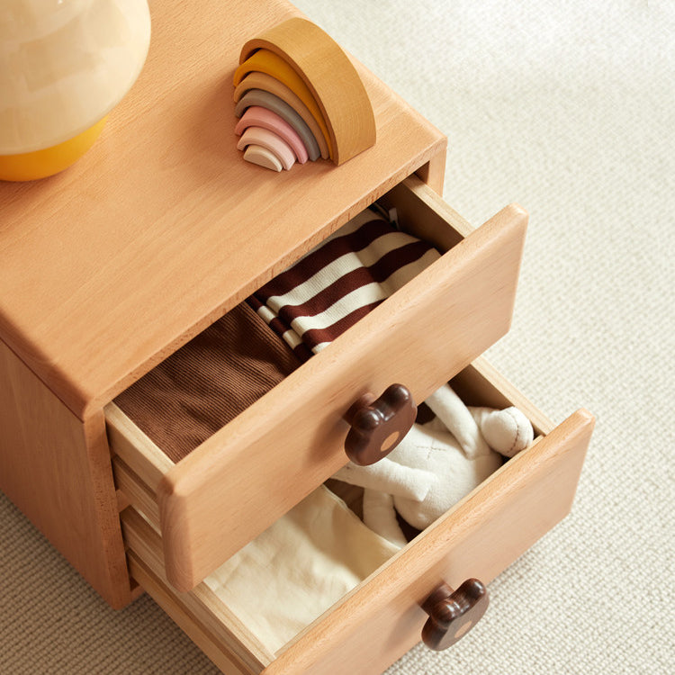 Natural Kids Bedside Table Modern Minimalist End Table for Nursery with Drawers