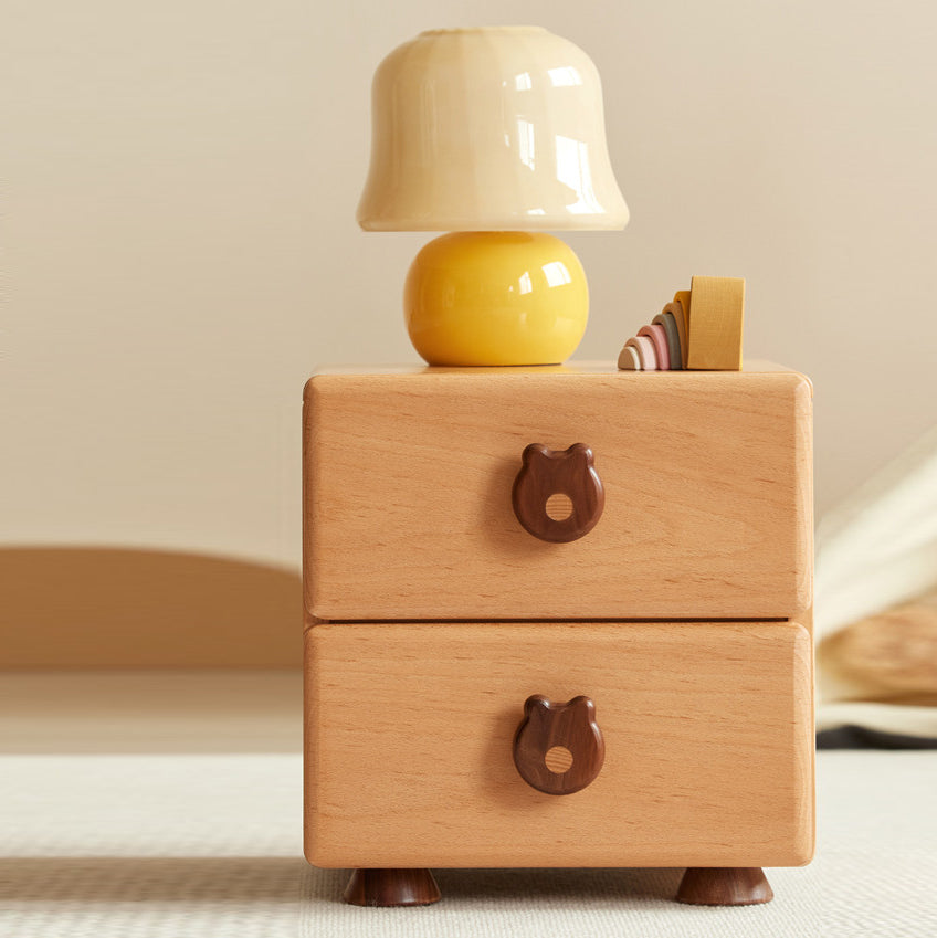 Natural Kids Bedside Table Modern Minimalist End Table for Nursery with Drawers