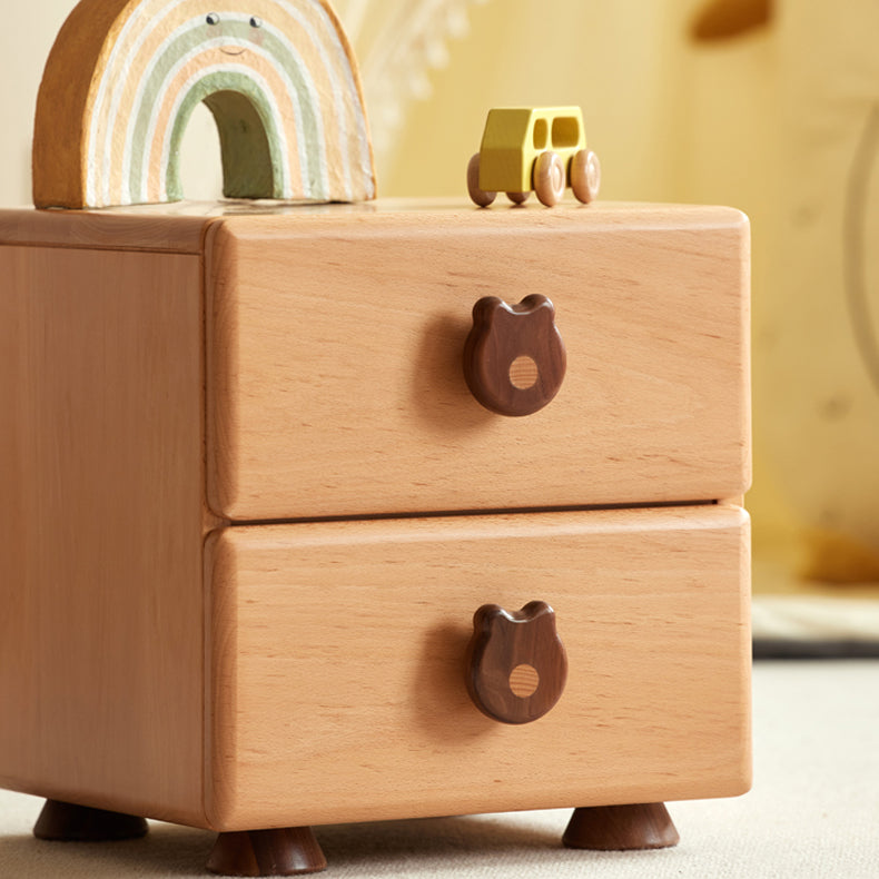 Natural Kids Bedside Table Modern Minimalist End Table for Nursery with Drawers