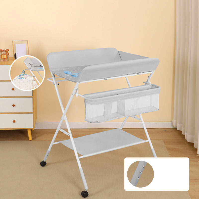 Modern Gray Baby Changing Table Flat Top Changing Table with Shelf