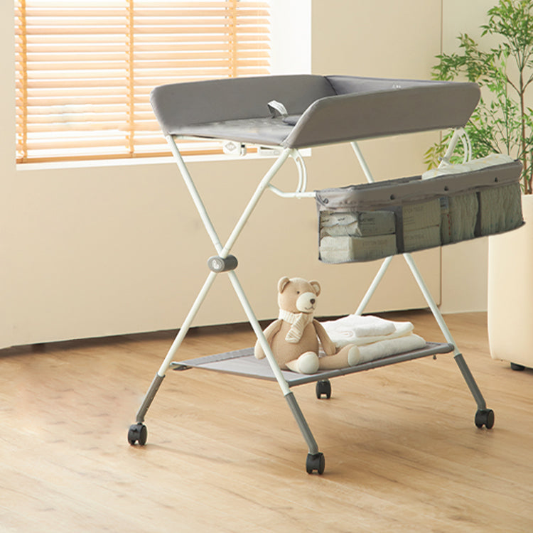 Modern Metal Changing Table with Pad Safety Rails Baby Changing Table