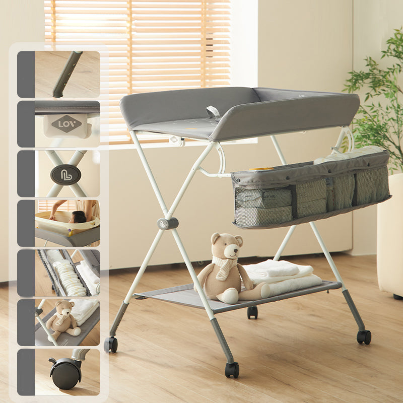 Modern Metal Changing Table with Pad Safety Rails Baby Changing Table