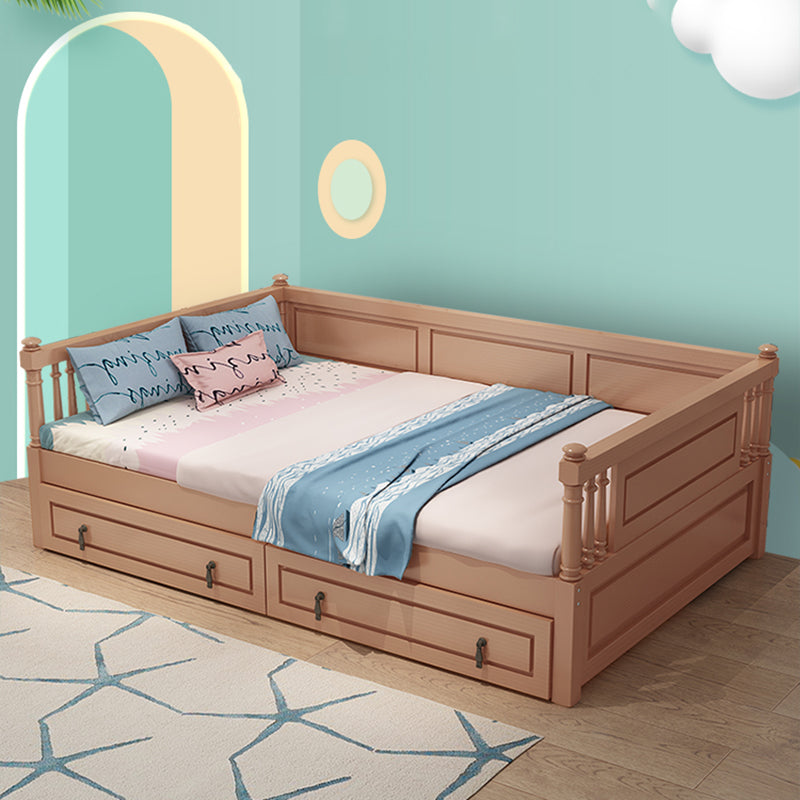 Wooden Nursery Bed in Beech Contemporary 31.5" H Crib with Storage