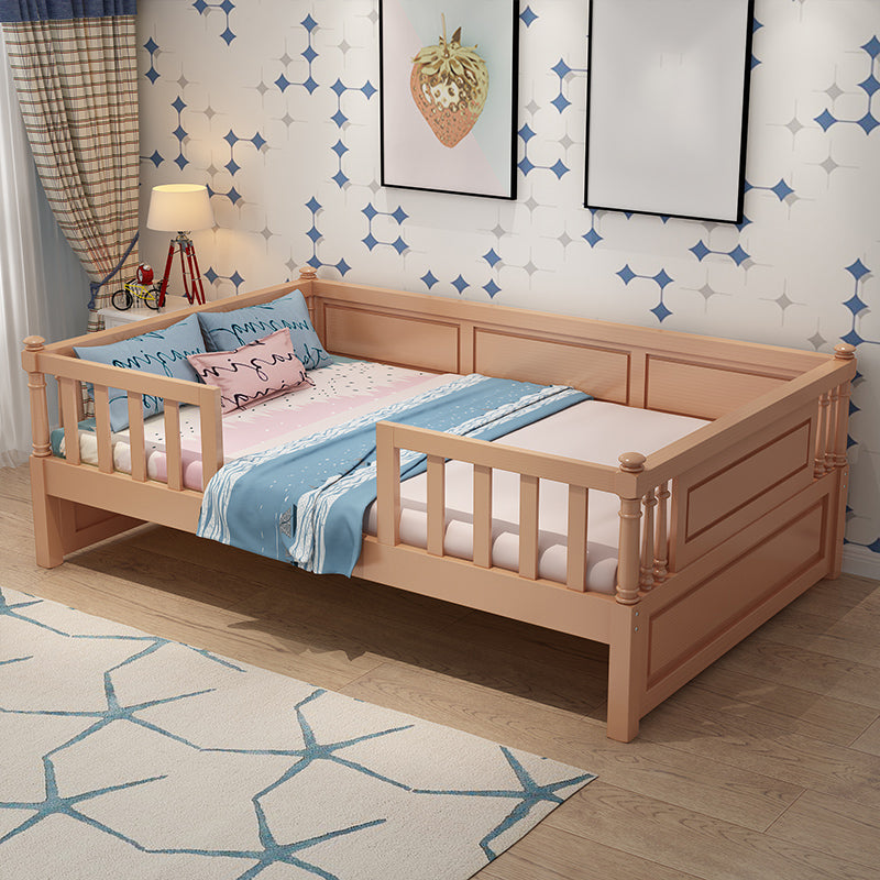 Wooden Nursery Bed in Beech Contemporary 31.5" H Crib with Storage