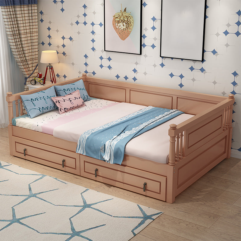 Wooden Nursery Bed in Beech Contemporary 31.5" H Crib with Storage