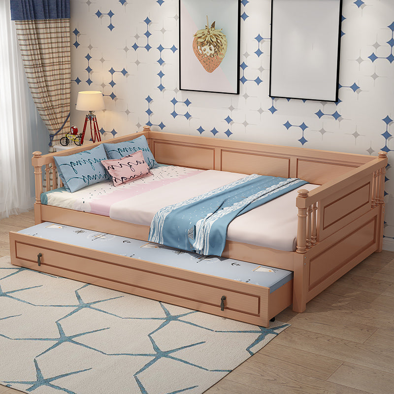 Wooden Nursery Bed in Beech Contemporary 31.5" H Crib with Storage