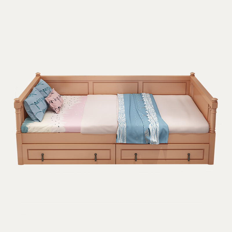 Wooden Nursery Bed in Beech Contemporary 31.5" H Crib with Storage