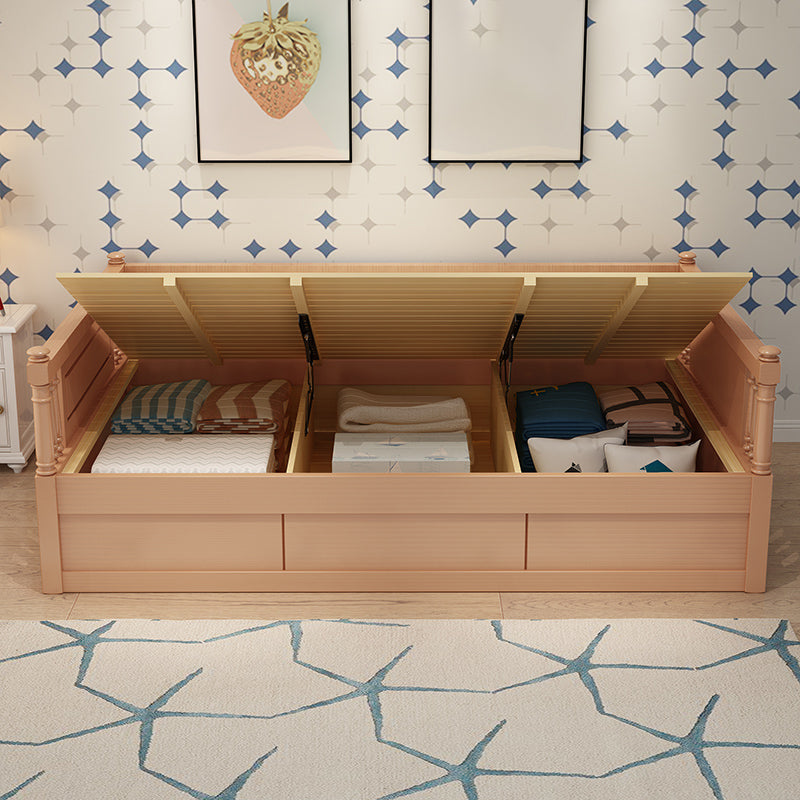 Wooden Nursery Bed in Beech Contemporary 31.5" H Crib with Storage