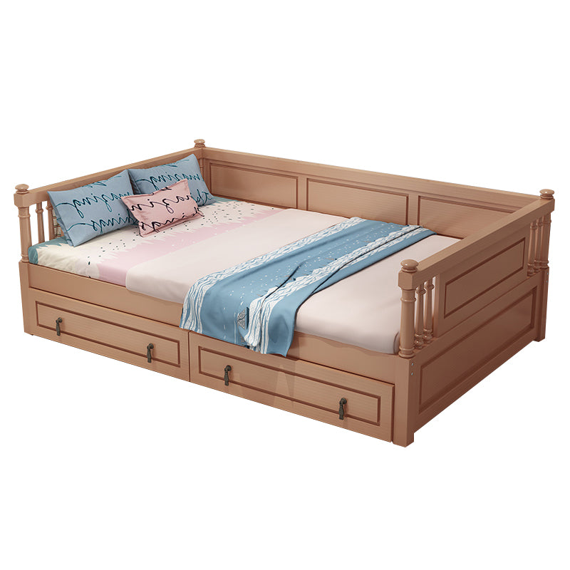 Wooden Nursery Bed in Beech Contemporary 31.5" H Crib with Storage