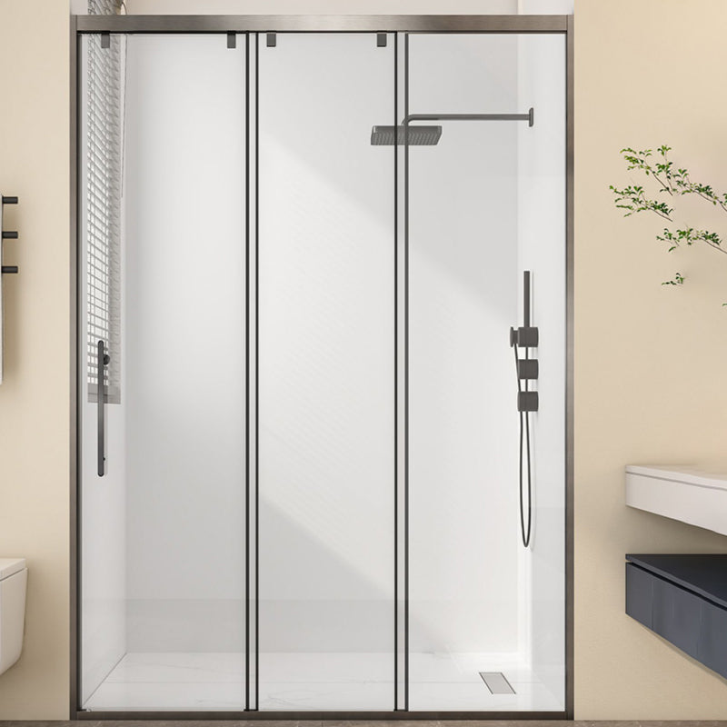 Single Sliding Frame Shower Bath Door Black Clear Shower Doors